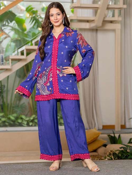 women long sleeve regular fit ethnic co-ord set - 22052034 - Standard Image - 0