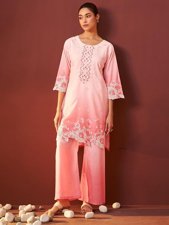 women three quarter sleeve regular fit ethnic co-ord set