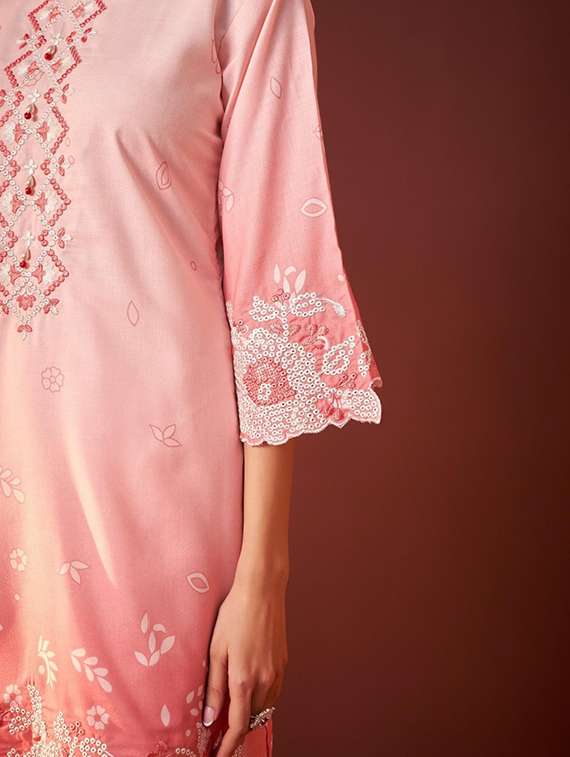 women three quarter sleeve regular fit ethnic co-ord set - 22052040 - Standard Image - 5