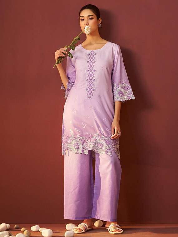 women three quarter sleeve regular fit ethnic co-ord set