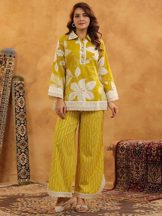 women long sleeve regular fit ethnic co-ord set