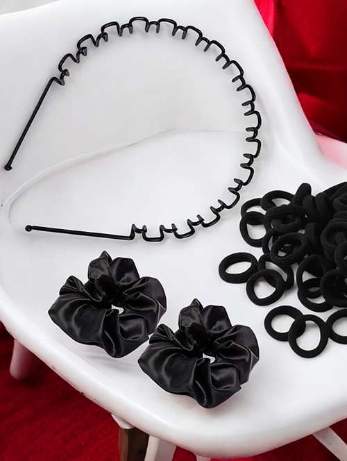 pack of black rubber bands and spiral hair band - 22052058 -  Standard Image - 0