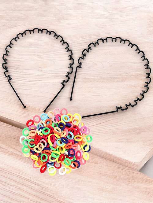 pack of multicolored rubber bands and spiral hair band - 22052060 -  Standard Image - 0