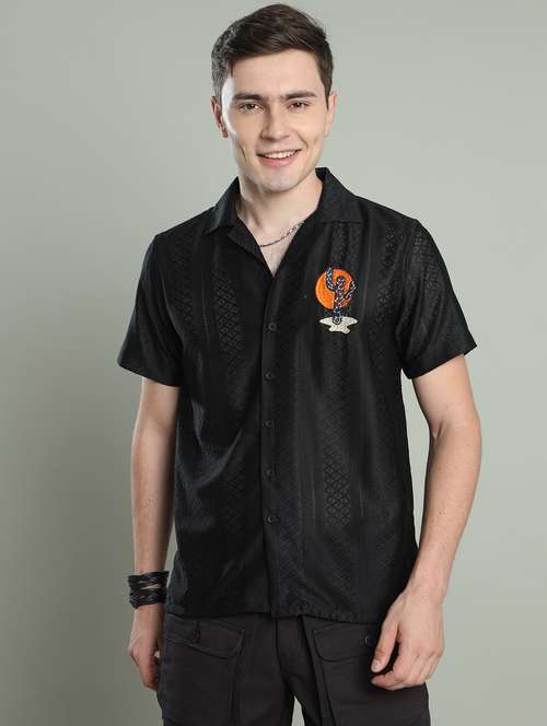 men self designed short sleeve regular fit shirt - 22052072 -  Standard Image - 0