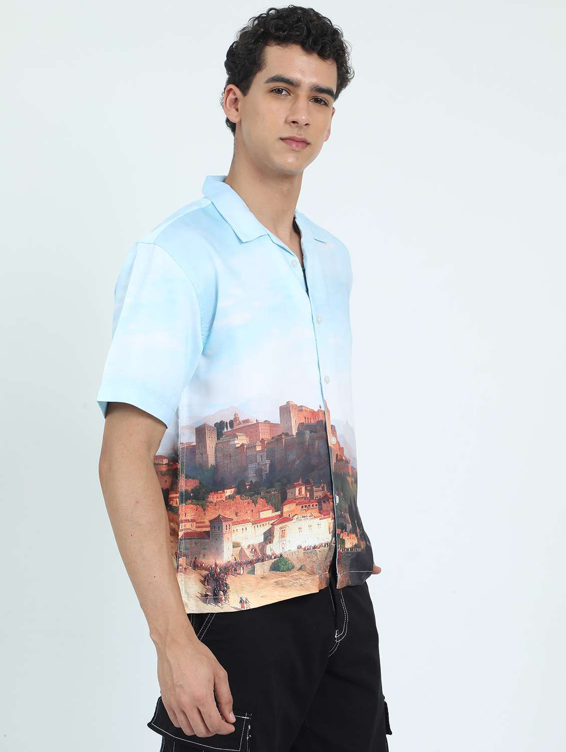 men printed short sleeve regular fit shirt - 22052109 -  Standard Image - 3