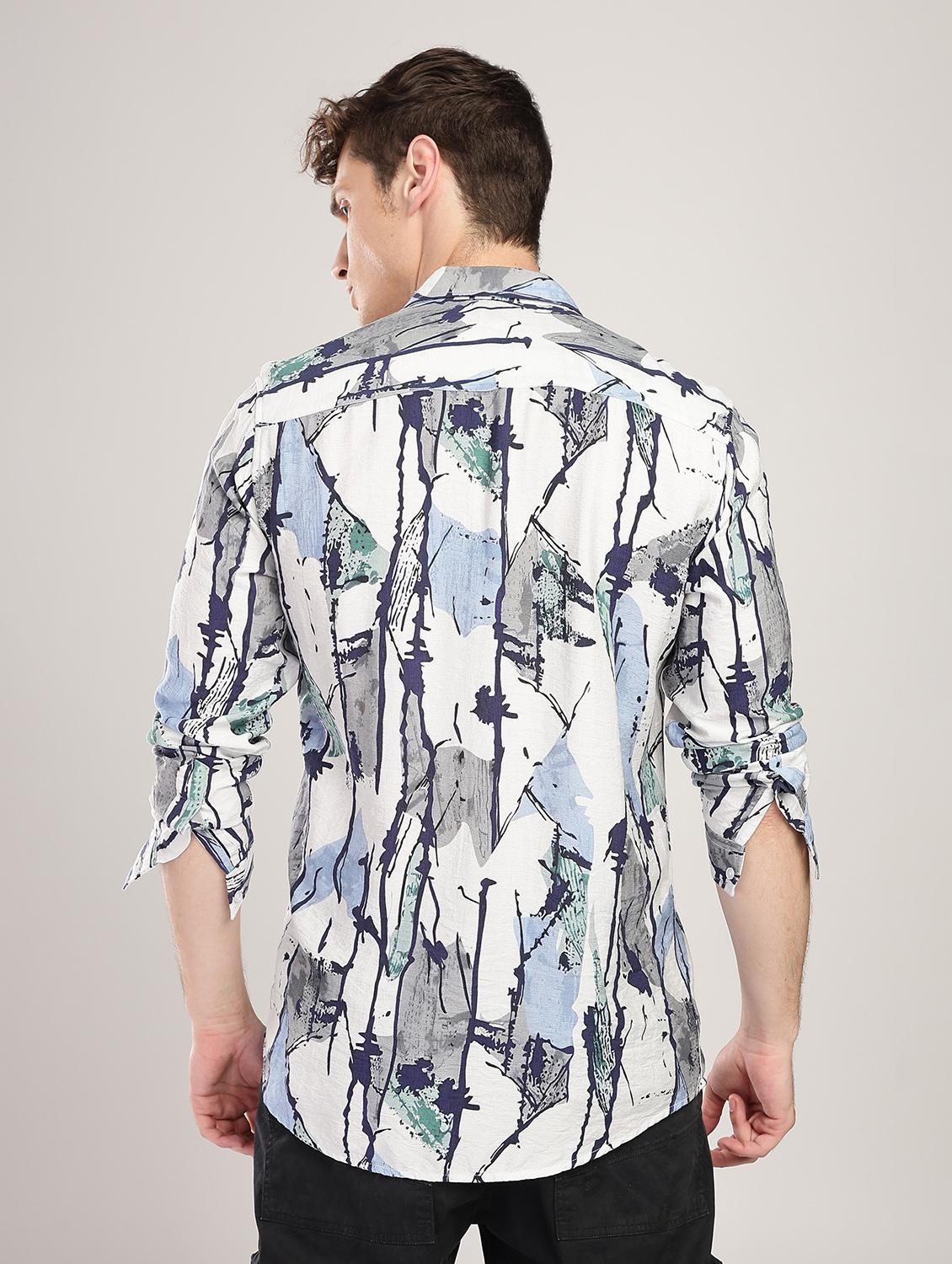 men printed collared long sleeve regular fit shirt - 22052123 - Standard Image - 3