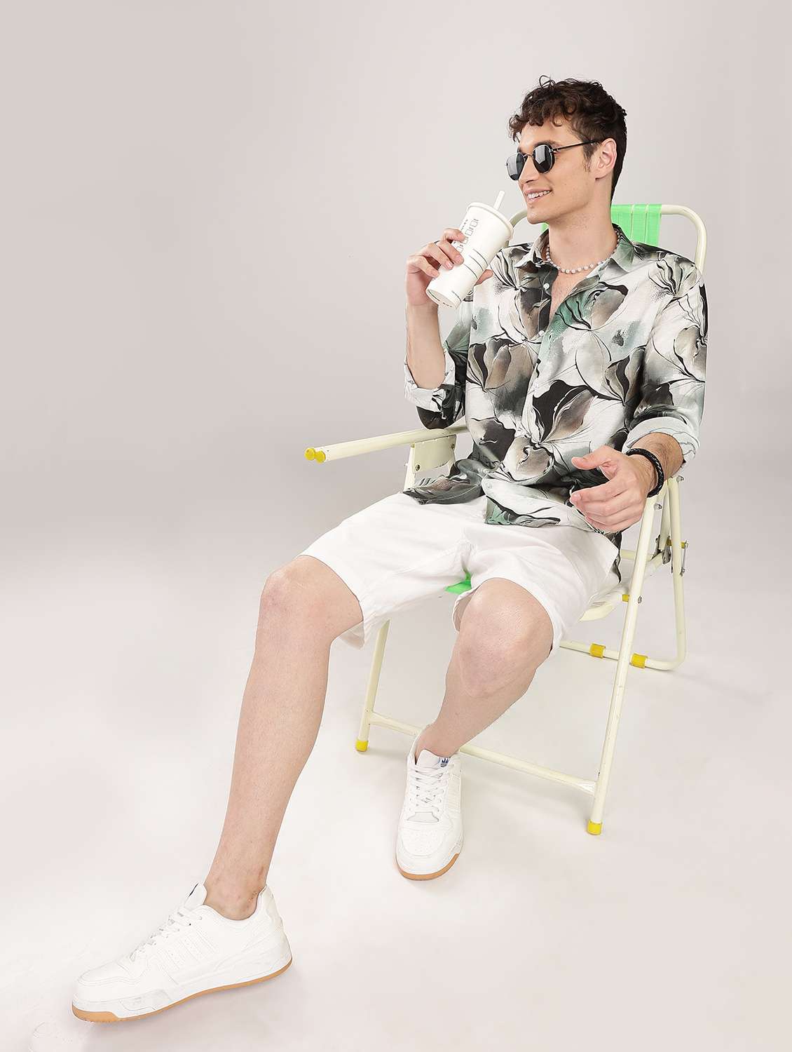 men printed collared long sleeve regular fit shirt - 22052124 - Standard Image - 3