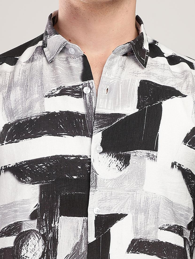 men printed collared long sleeve regular fit shirt - 22052126 - Standard Image - 5