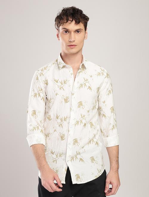 men printed collared long sleeve regular fit shirt - 22052130 - Standard Image - 0