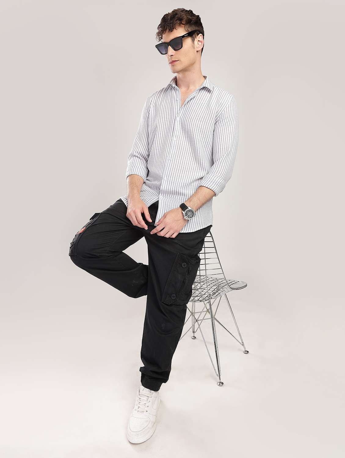 men solid collared long sleeve regular fit shirt - 22052143 -  Standard Image - 3