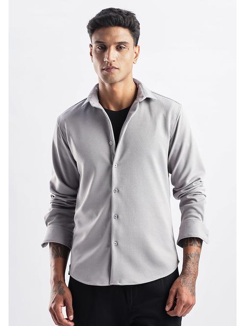 men solid collared long sleeve regular fit shirt - 22052145 - Standard Image - 0