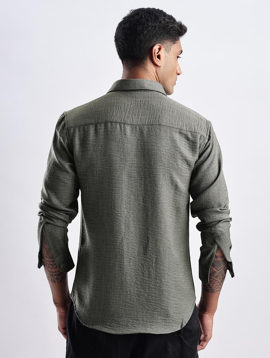 men solid collared long sleeve regular fit shirt - 22052150 - Standard Image - 3