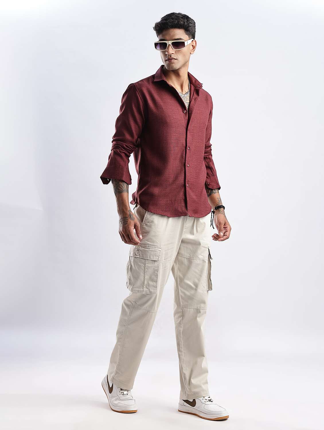 men solid collared long sleeve regular fit shirt - 22052152 -  Standard Image - 3