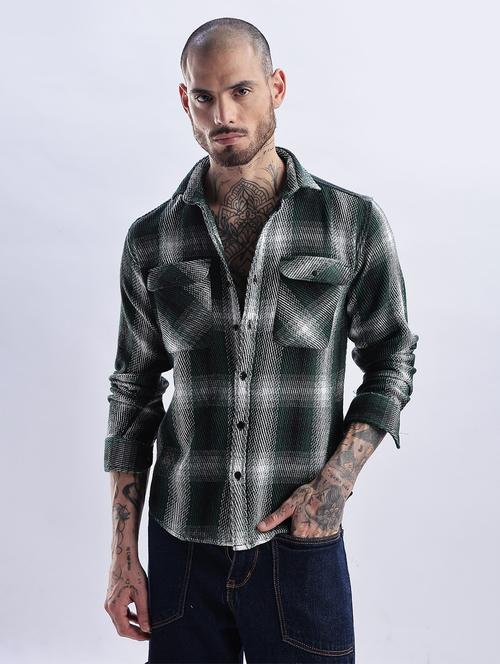 olive rayon casual shirt - 22052163 -  Standard Image - 0