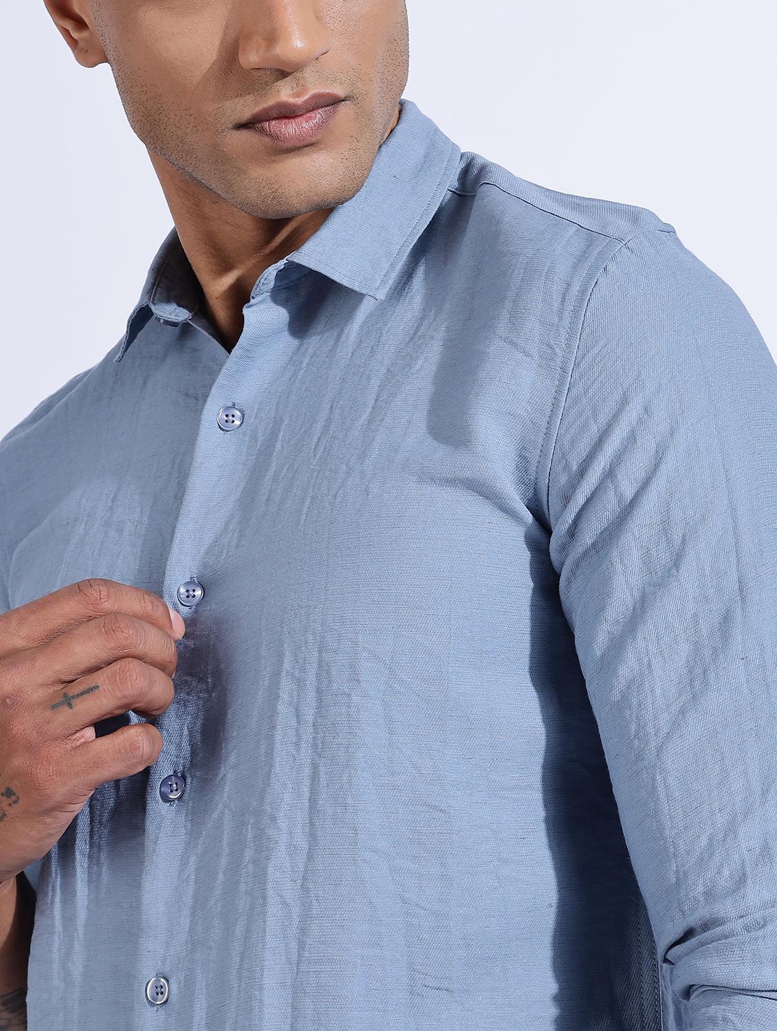 men solid collared long sleeve regular fit shirt - 22052176 - Standard Image - 5