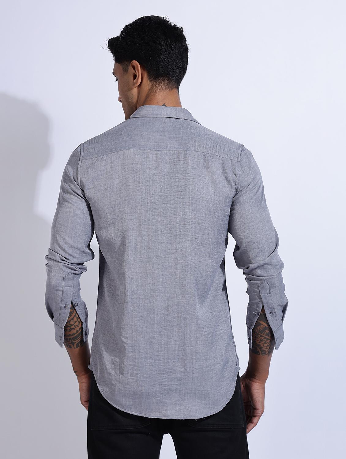 men solid collared long sleeve regular fit shirt - 22052185 - Standard Image - 3
