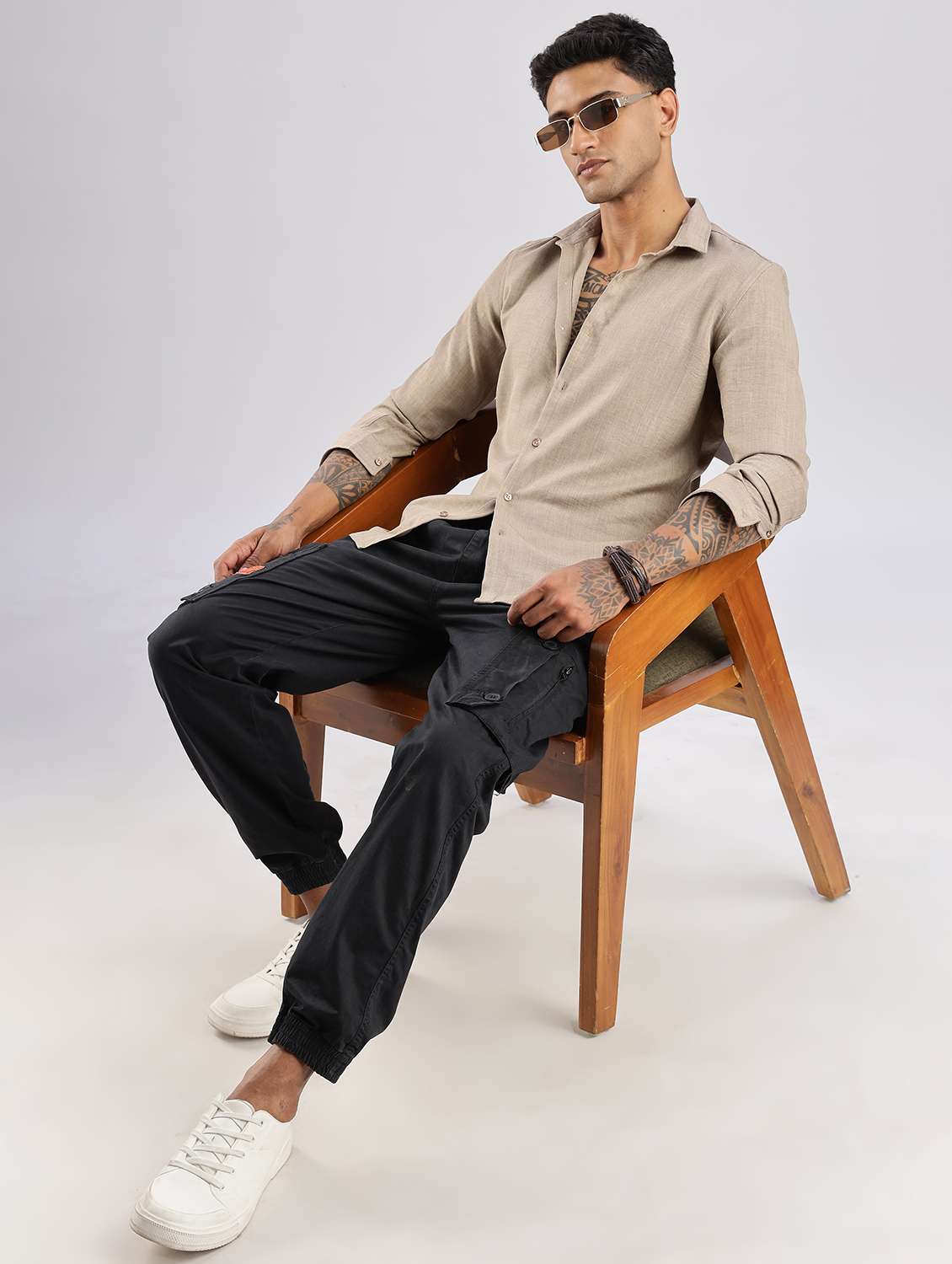 men solid collared long sleeve regular fit shirt - 22052190 -  Standard Image - 3