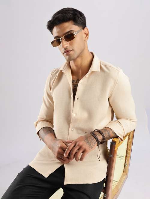 men solid collared long sleeve regular fit shirt - 22052196 - Standard Image - 0
