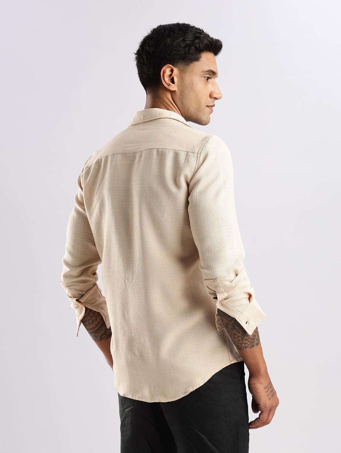 men solid collared long sleeve regular fit shirt - 22052196 - Standard Image - 3