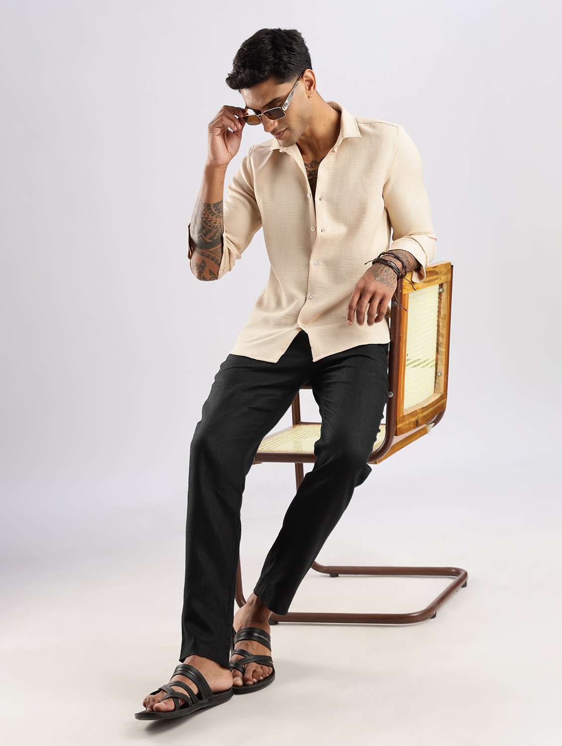 men solid collared long sleeve regular fit shirt - 22052196 - Standard Image - 5