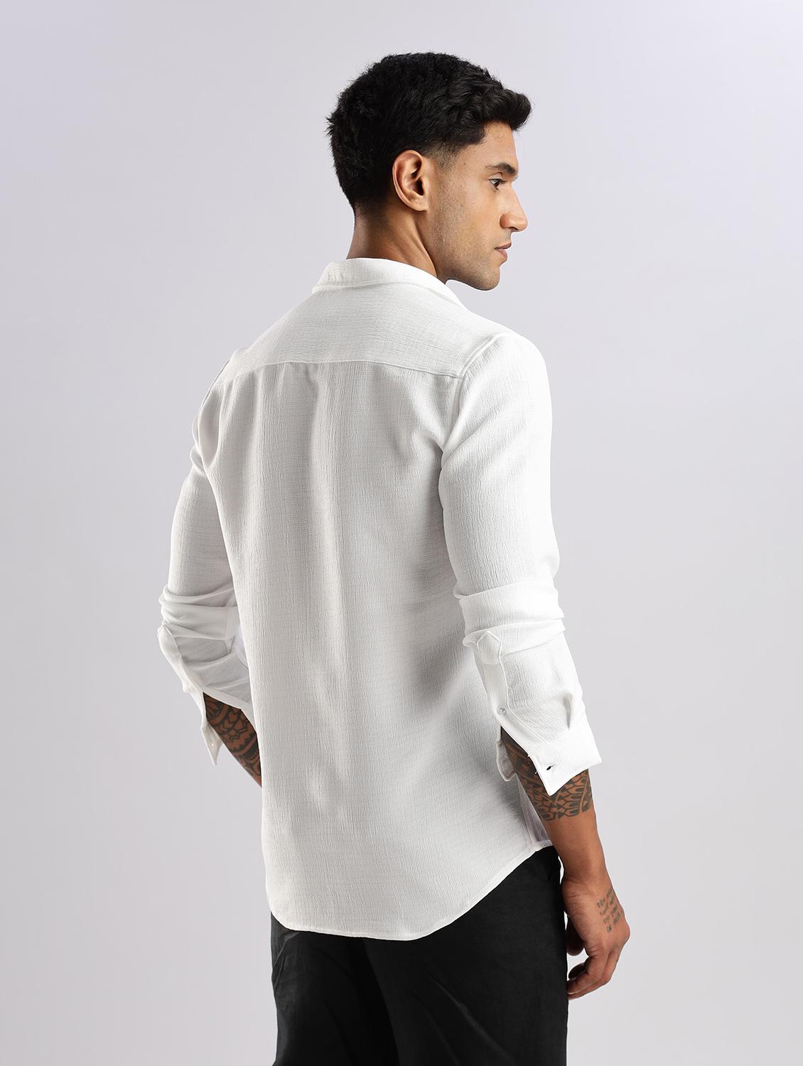 men solid collared long sleeve regular fit shirt - 22052199 - Standard Image - 3