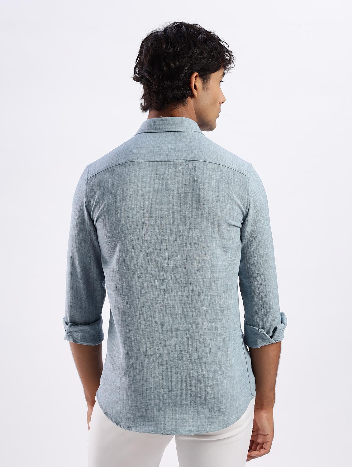 men solid collared long sleeve regular fit shirt - 22052219 - Standard Image - 3