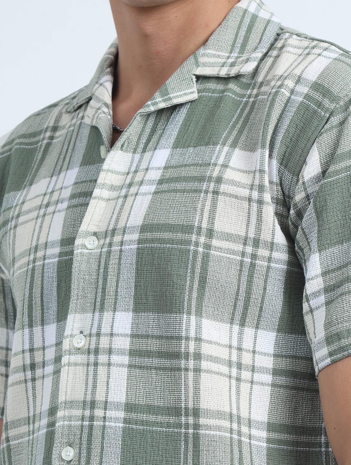 men checkered collared short sleeve regular fit shirt - 22052223 - Standard Image - 5