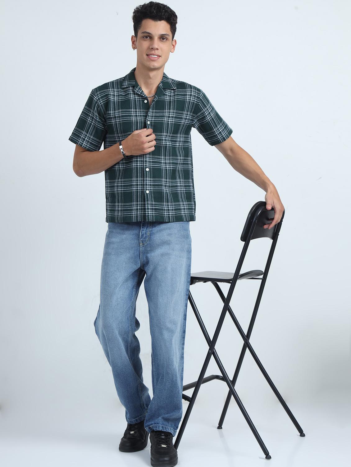 men checkered short sleeve regular fit shirt - 22052227 - Standard Image - 3