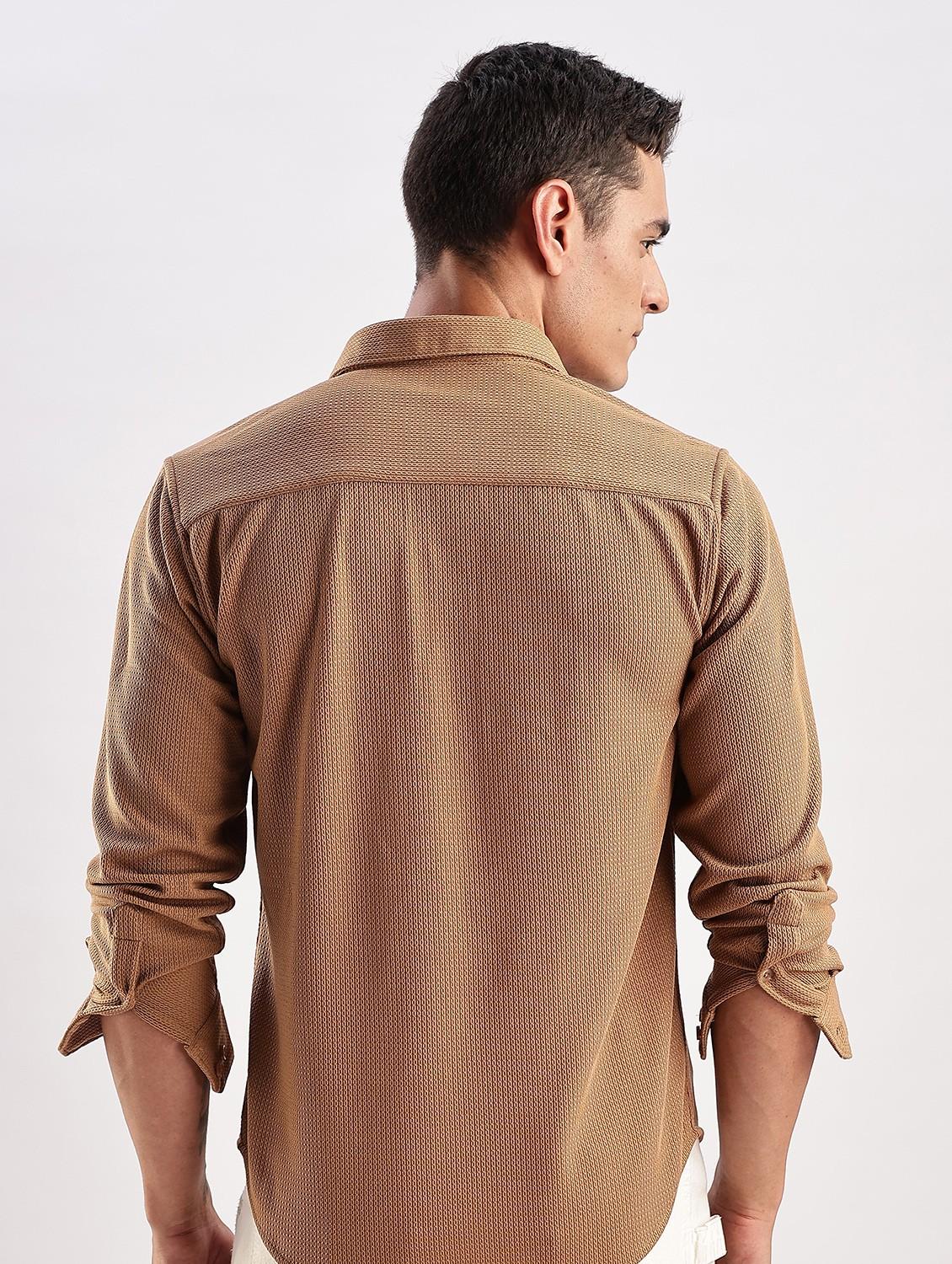 men solid collared long sleeve regular fit shirt - 22052231 - Standard Image - 3