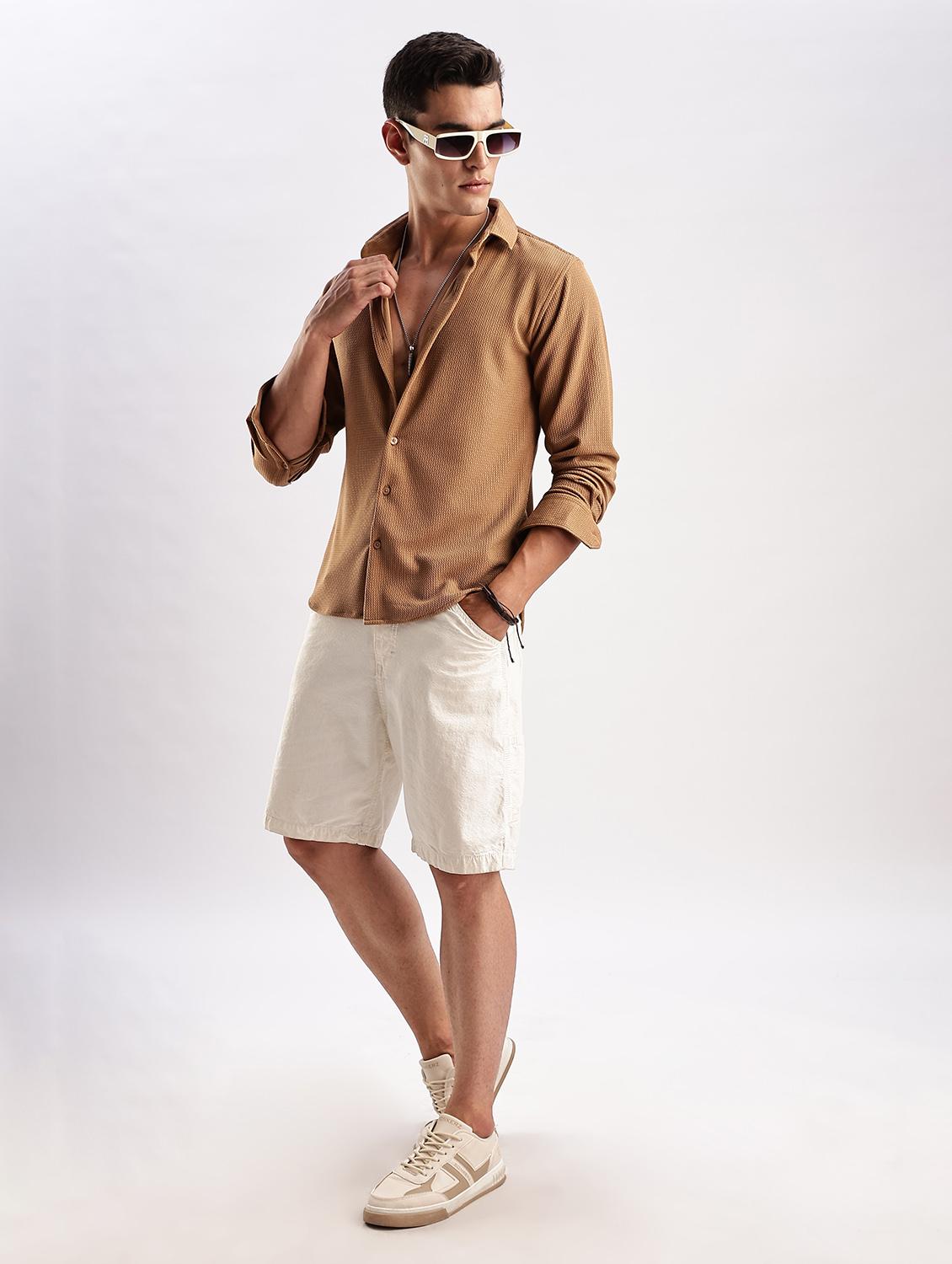 men solid collared long sleeve regular fit shirt - 22052231 - Standard Image - 5