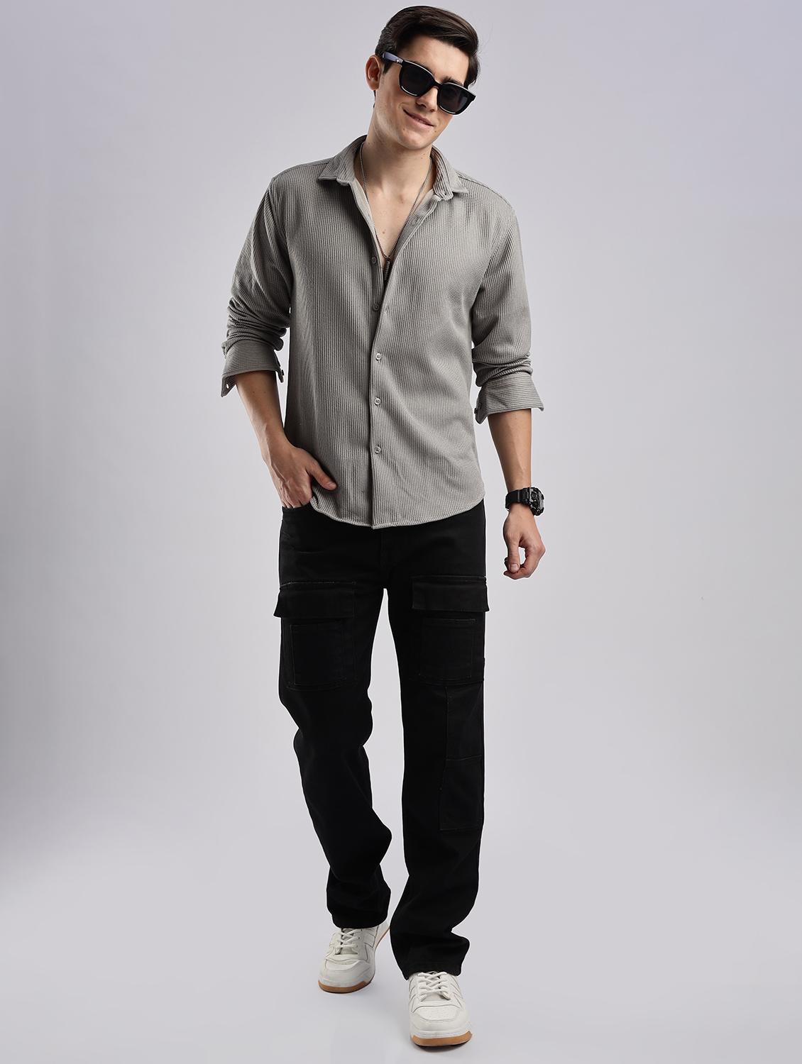 men solid collared short sleeve regular fit shirt - 22052238 - Standard Image - 3