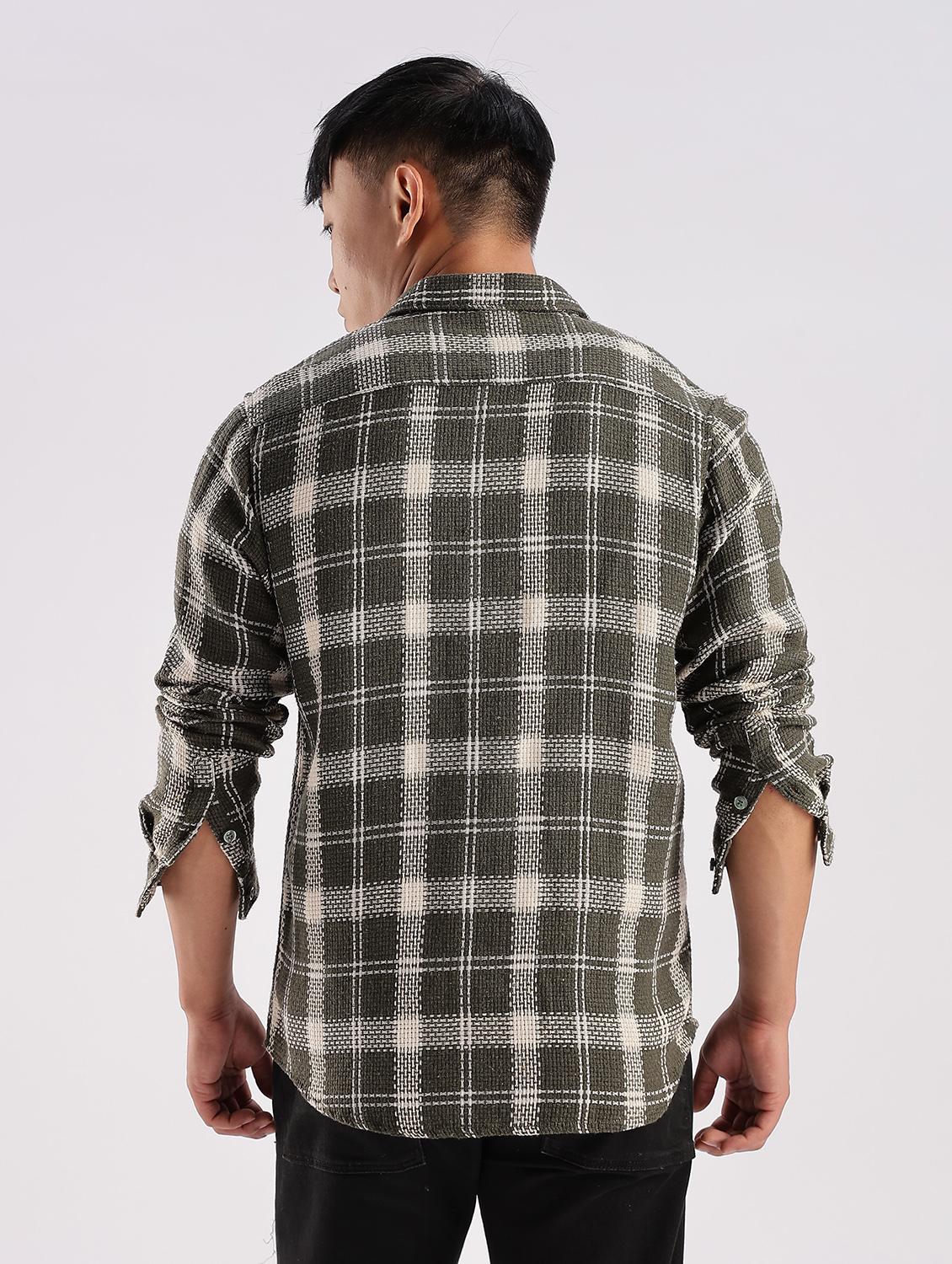 men checkered collared long sleeve regular fit shirt - 22052244 - Standard Image - 3