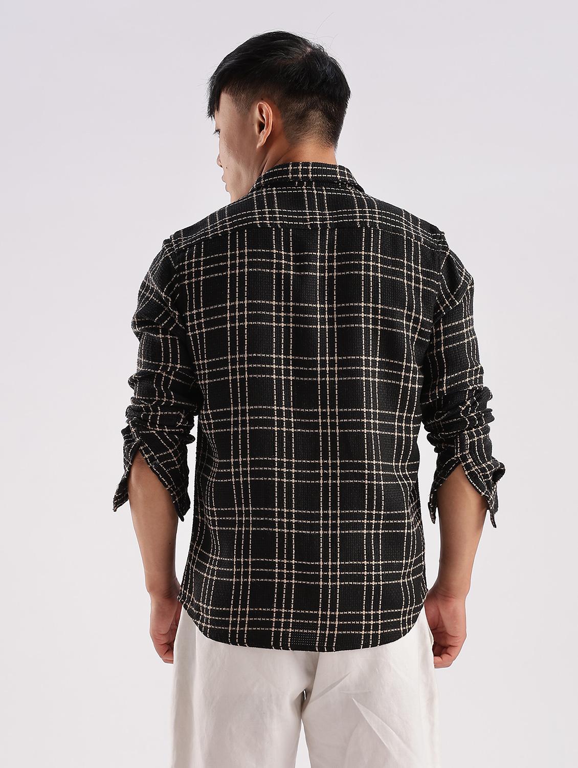 men checkered collared long sleeve regular fit shirt - 22052246 - Standard Image - 3