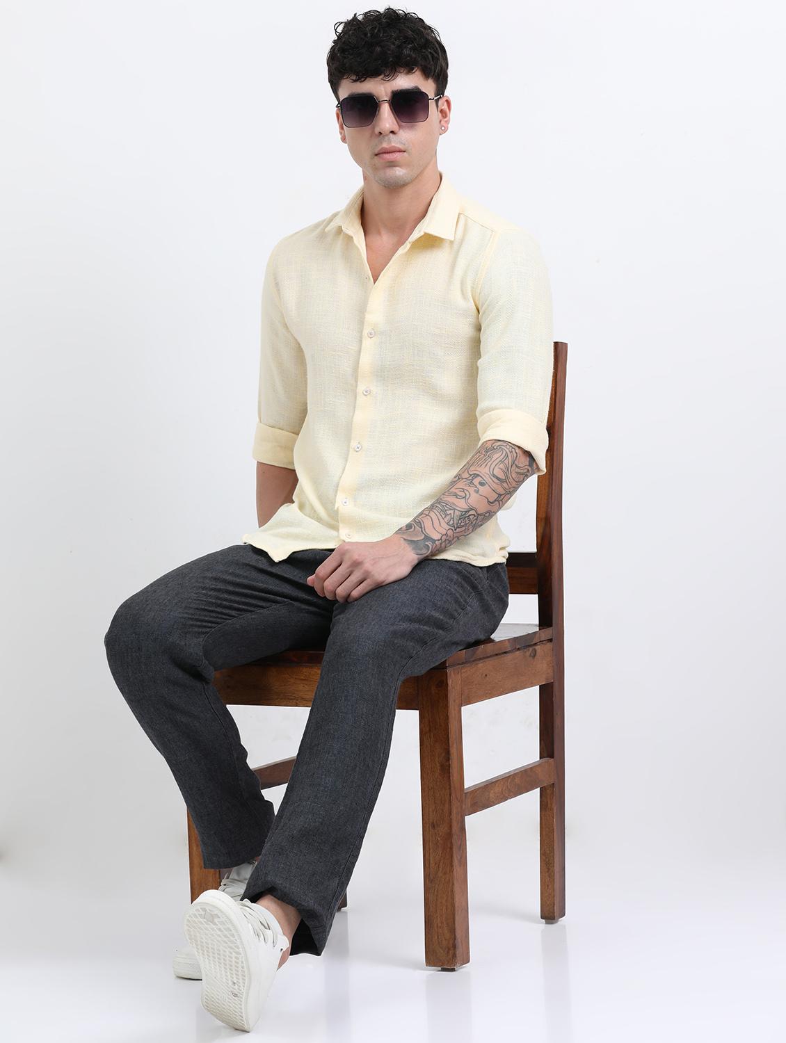 men solid collared short sleeve regular fit shirt - 22052250 - Standard Image - 5