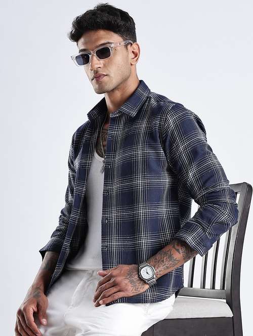 men checkered collared long sleeve regular fit shirt - 22052262 -  Standard Image - 0