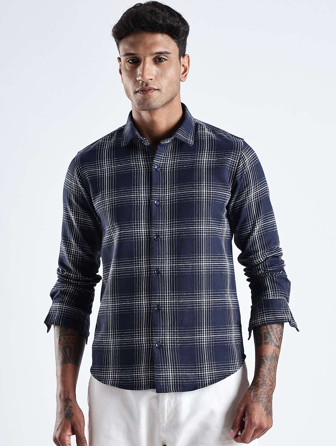 men checkered collared long sleeve regular fit shirt - 22052262 -  Standard Image - 3