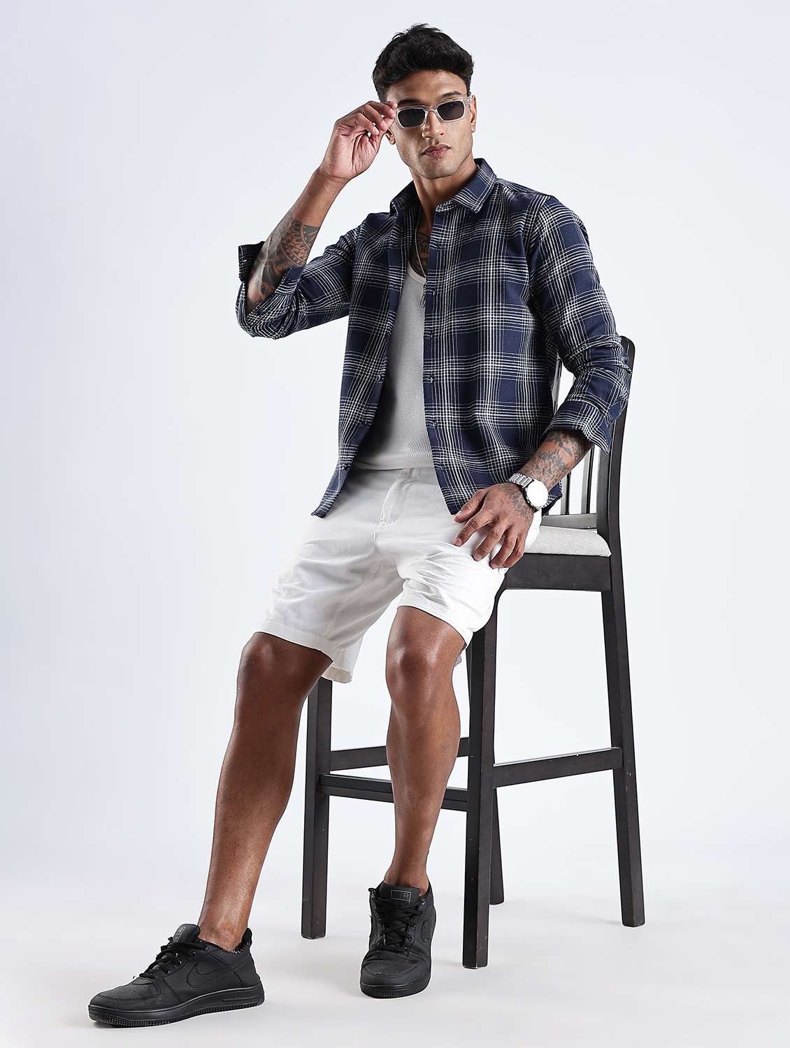 men checkered collared long sleeve regular fit shirt - 22052262 -  Standard Image - 5