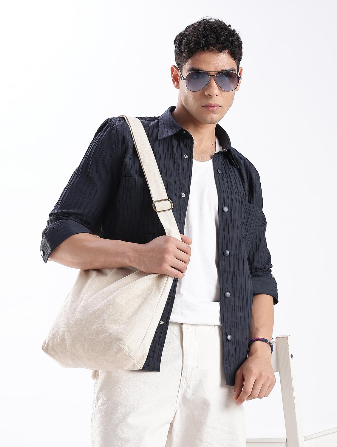 men solid collared long sleeve regular fit shirt - 22052267 - Zoom Image - 0
