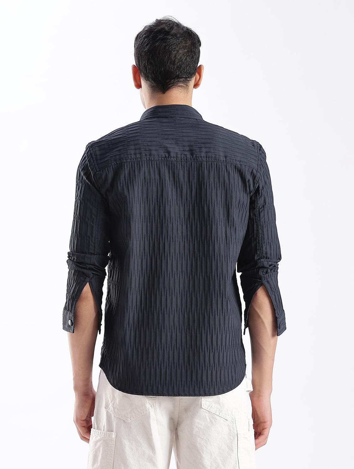 men solid collared long sleeve regular fit shirt - 22052267 - Standard Image - 3