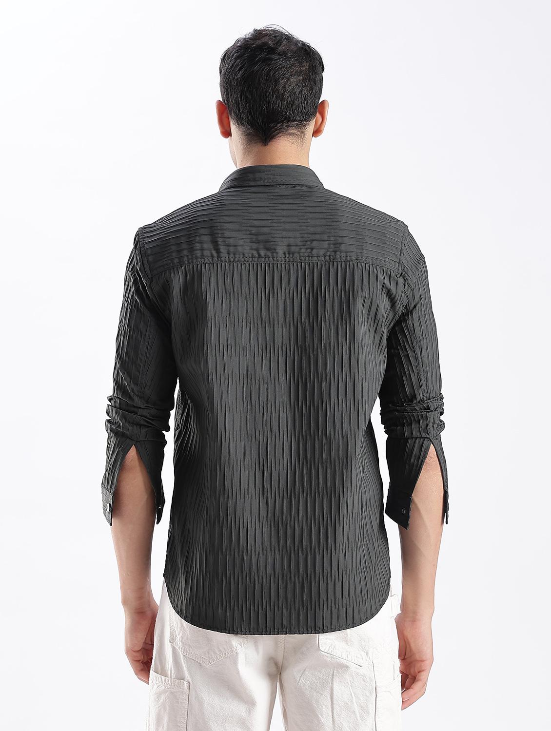 men solid collared long sleeve regular fit shirt - 22052268 - Standard Image - 3