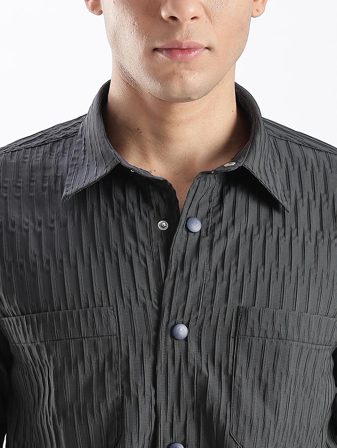 men solid collared long sleeve regular fit shirt - 22052268 - Standard Image - 5