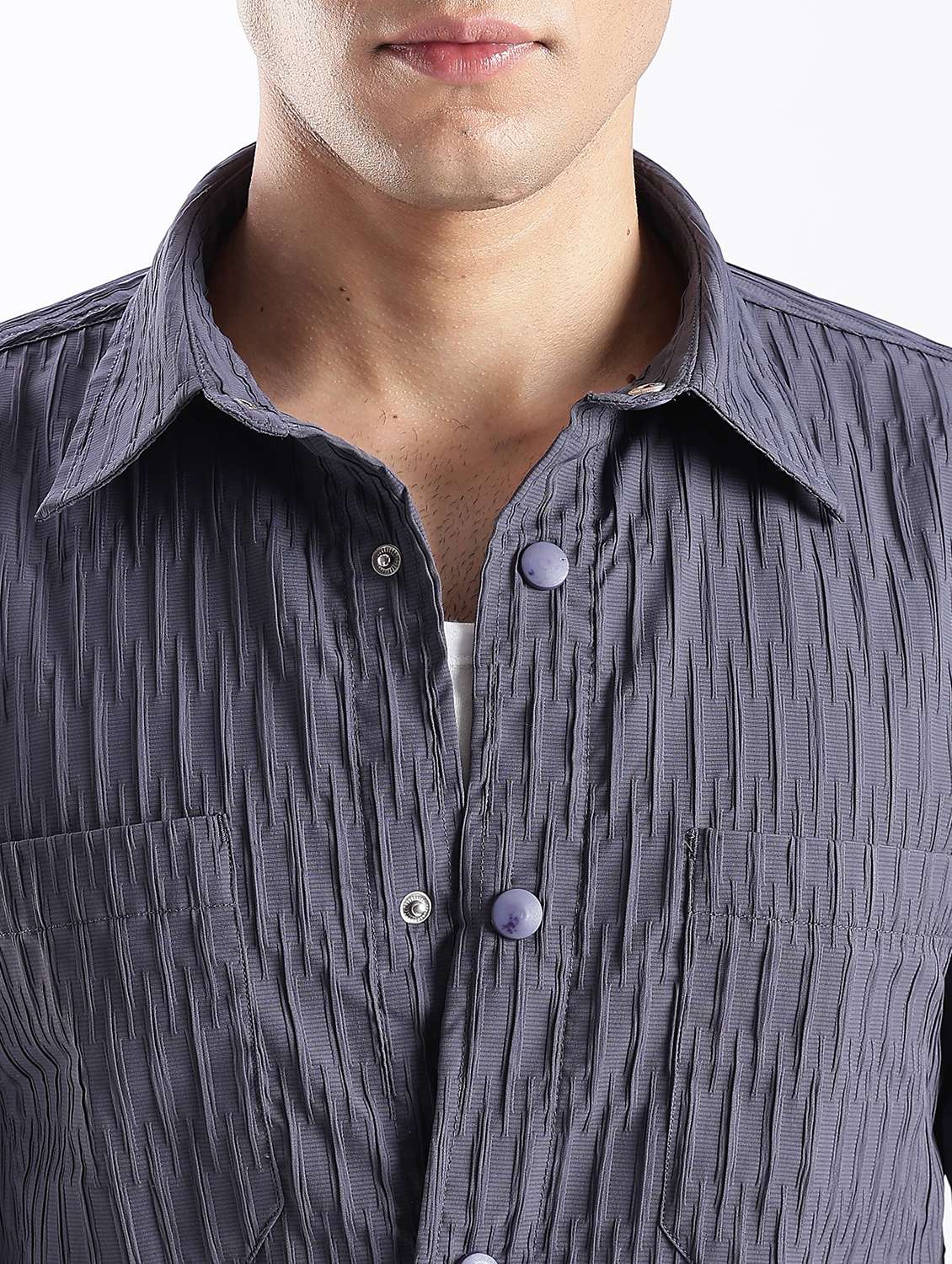 men solid collared long sleeve regular fit shirt - 22052269 -  Standard Image - 5