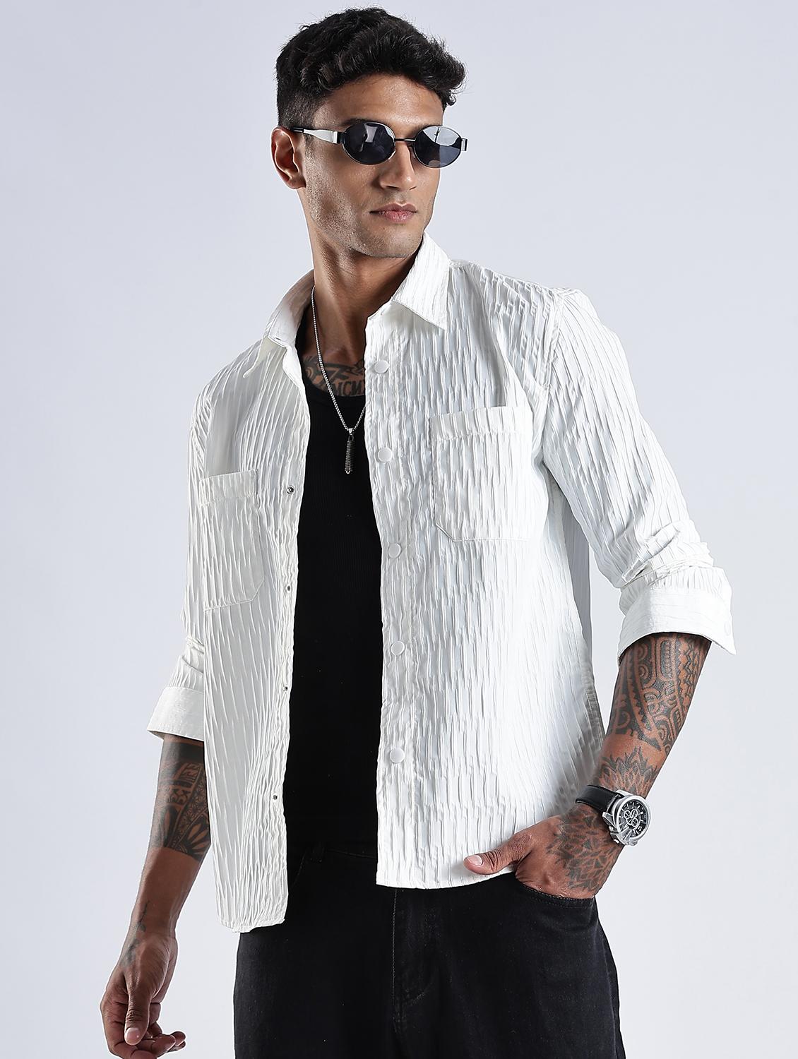 men solid collared long sleeve regular fit shirt - 22052270 - Zoom Image - 0