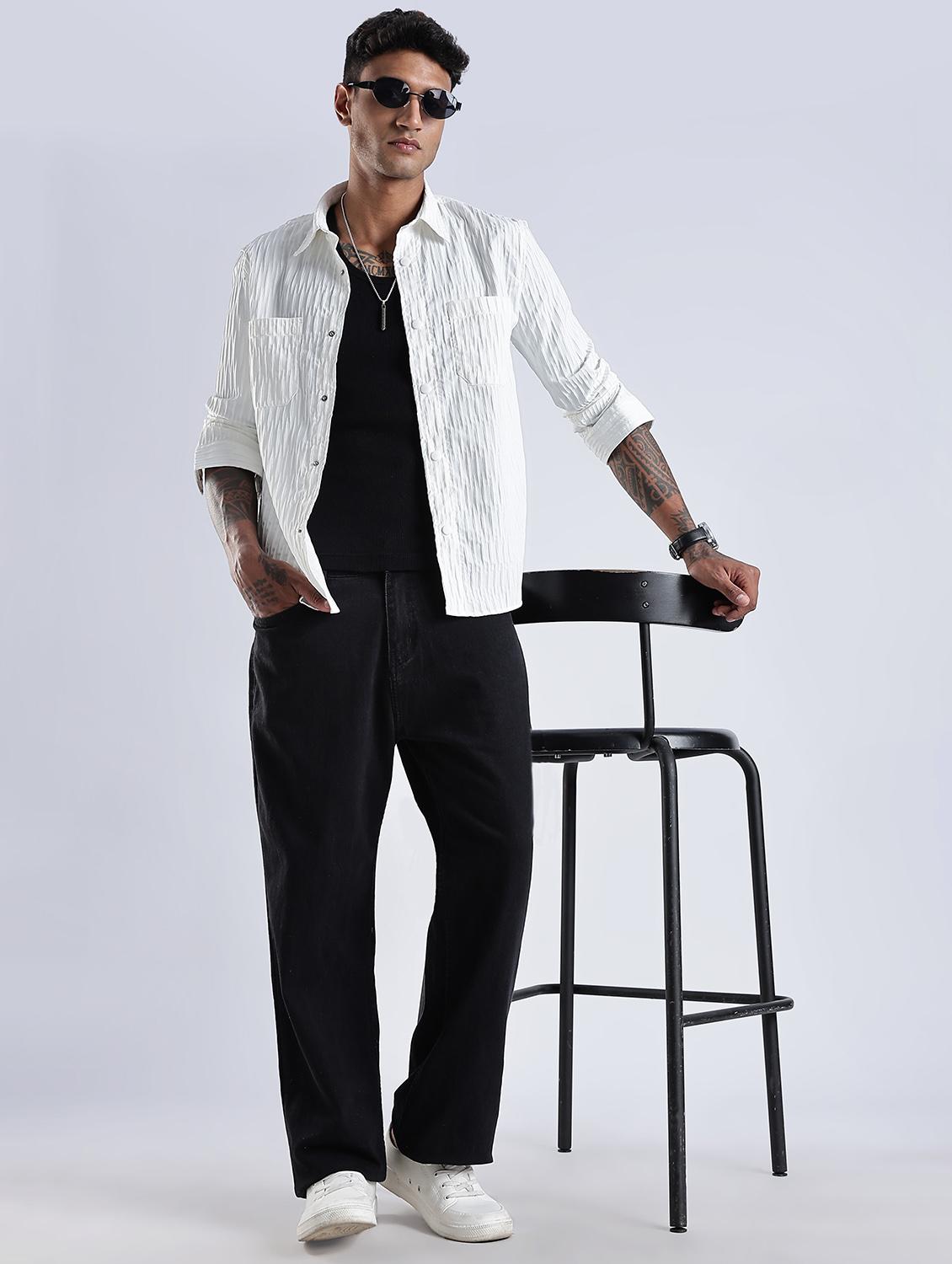 men solid collared long sleeve regular fit shirt - 22052270 - Standard Image - 5