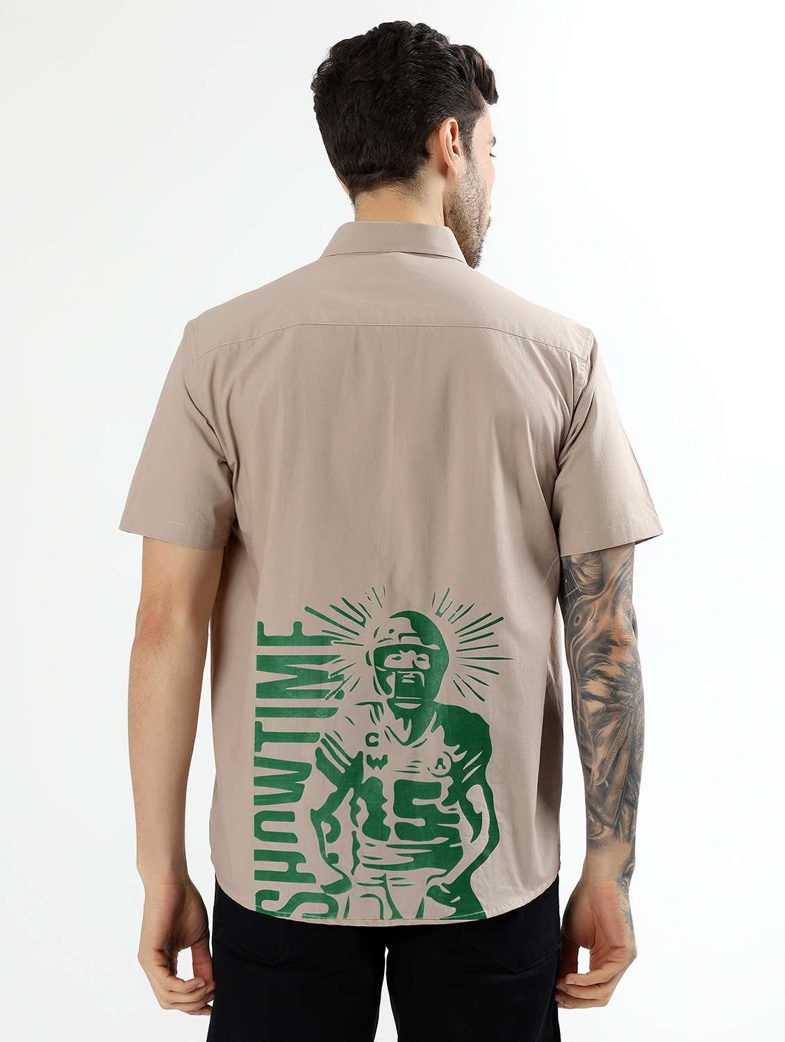 men placement print short sleeve regular fit casual shirt