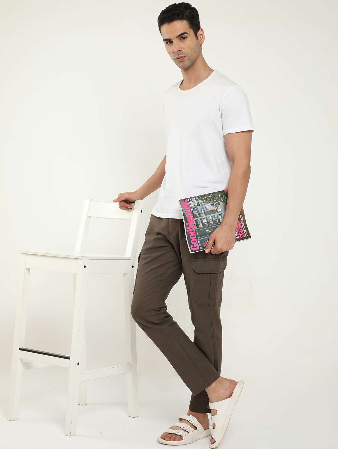 Men Solid Mid Rise Regular Fit Cargo - 22052290 -  Standard Image - 3