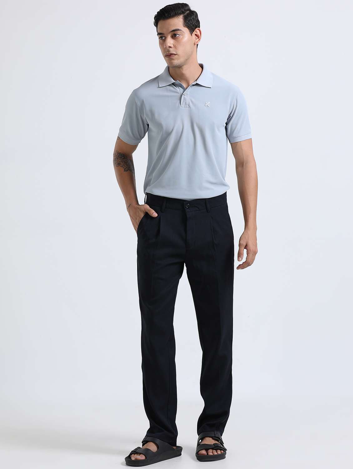 men solid mid rise straight fit chinos - 22052384 - Standard Image - 3