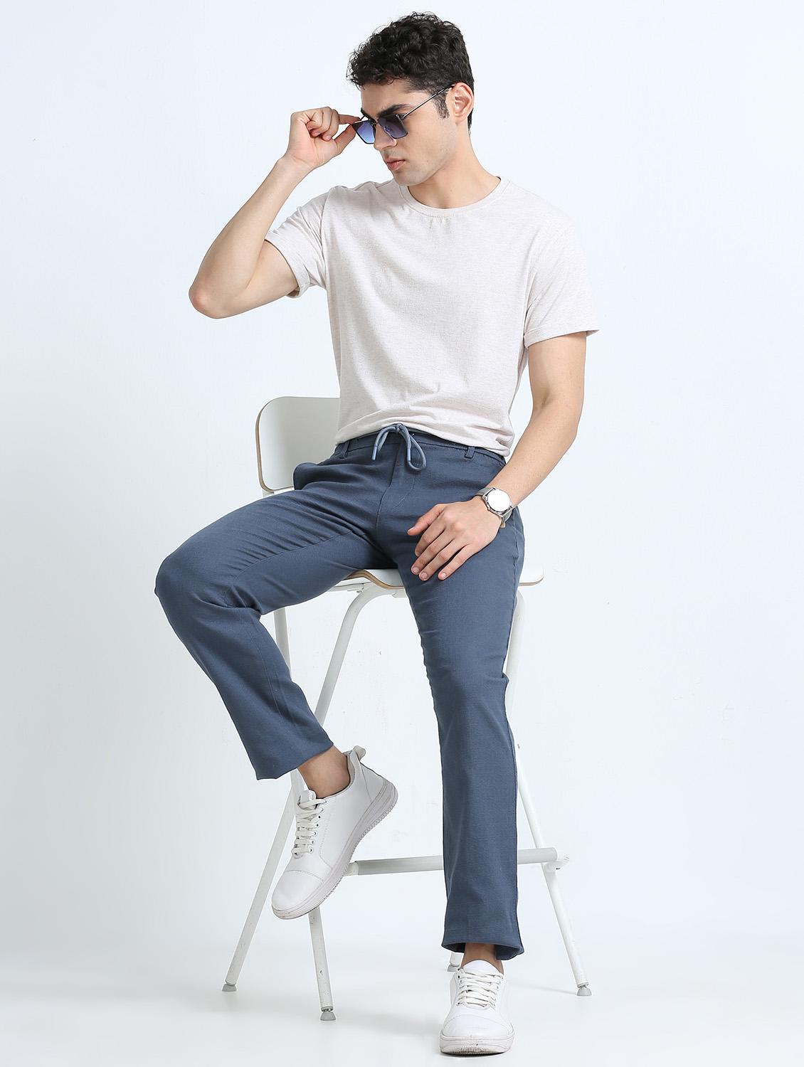 men solid mid rise straight fit chinos - 22052410 - Standard Image - 3