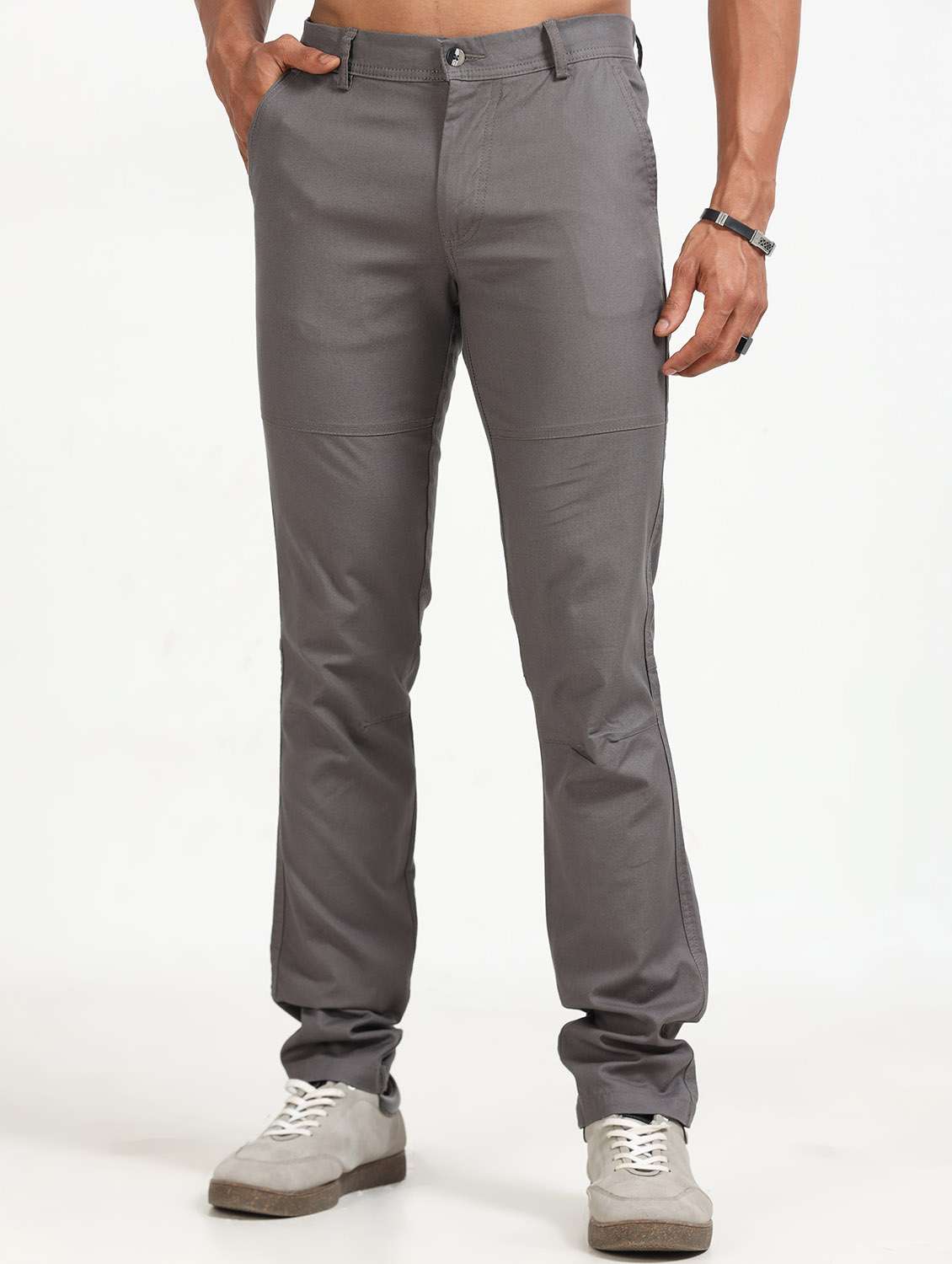 men striped mid rise slim fit chinos - 22052423 - Zoom Image - 0