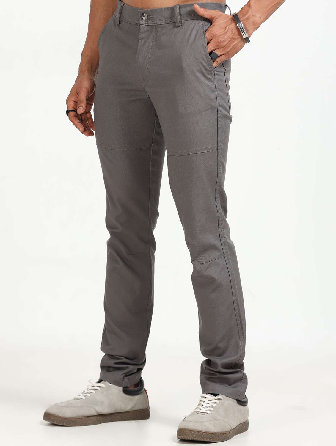 men striped mid rise slim fit chinos - 22052423 - Standard Image - 3
